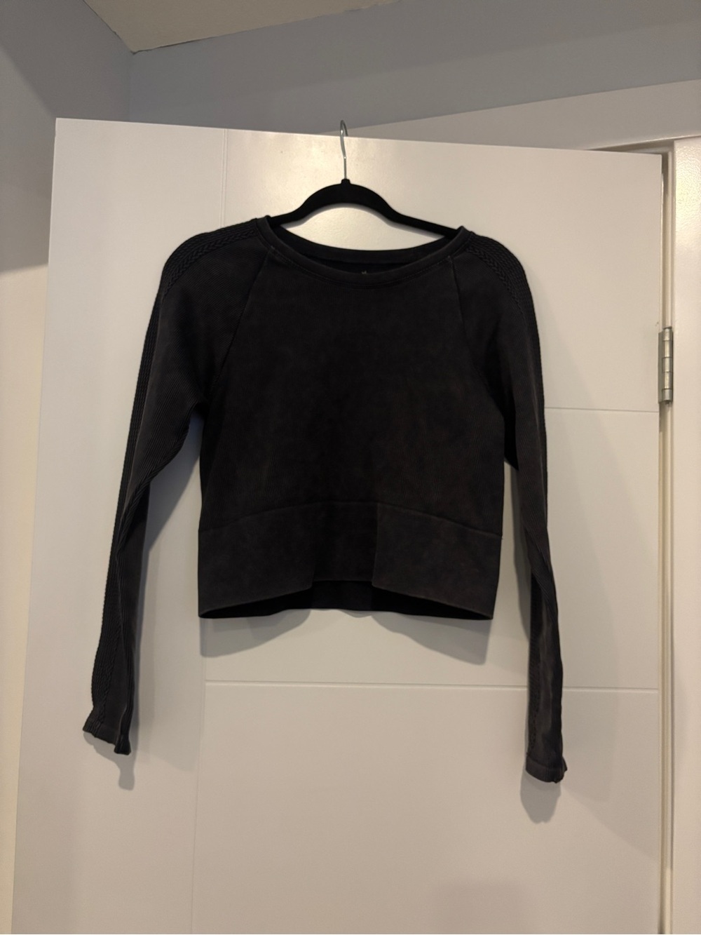 OFFLINE By Aerie Seamless Cable Square Neck T-Shirt Dark Grey